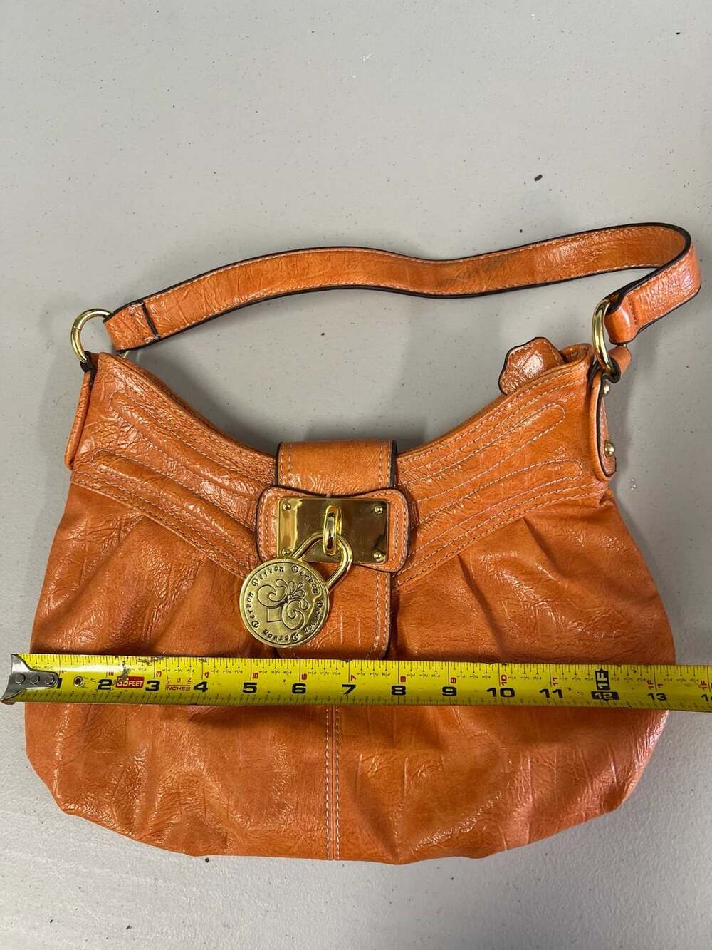 Dereon Orange Faux Leather Shoulder Bag